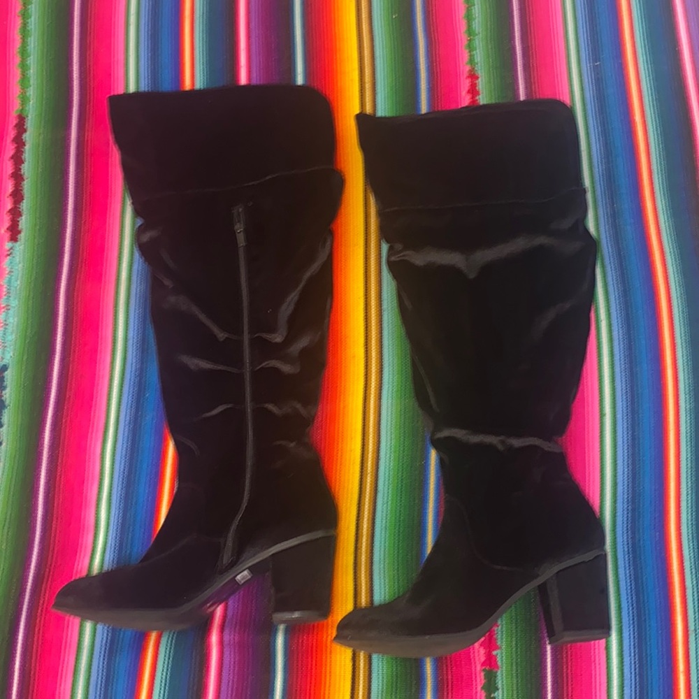 Torrid Black Velvet Slouch Over The Knee Boots